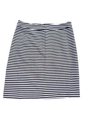 41Hawthorn Womens Med Black White Striped Pencil Skirt Stretch Zip Professional